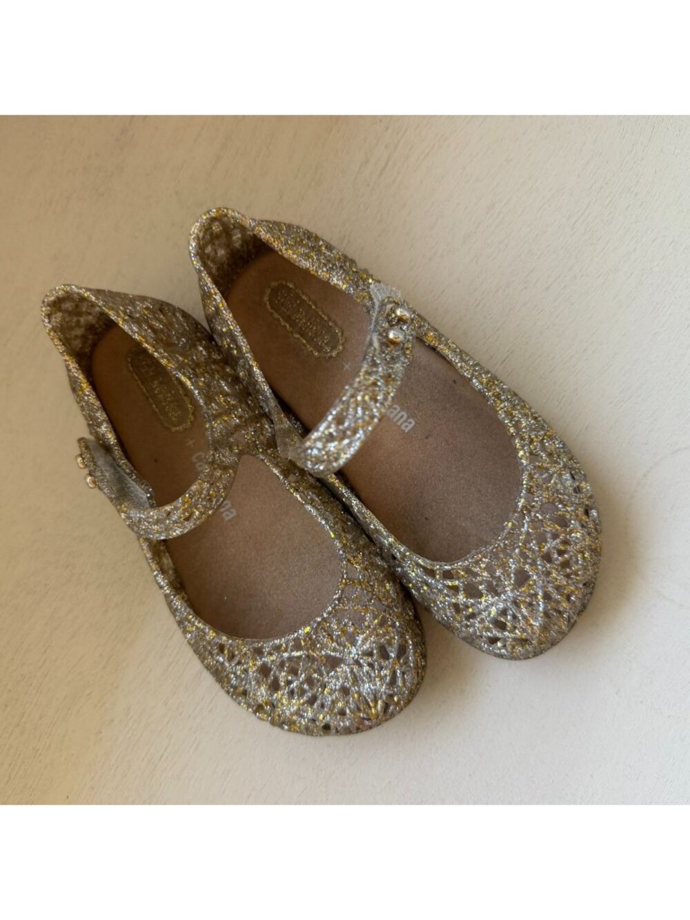 Mini Melissa Toddler Campana Glitter Zigzag Mary Jane Jelly Flats Size 8